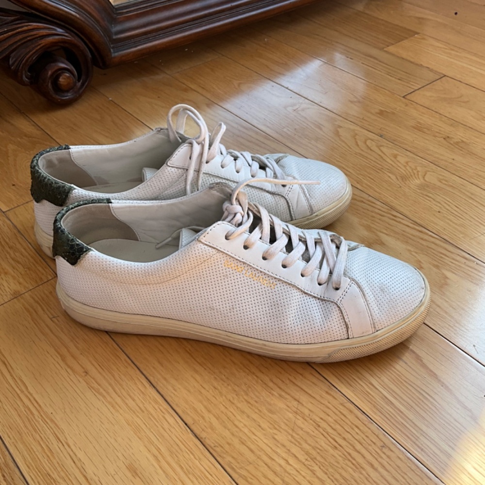 Saint Laurent Andy Low-Top Sneakers with Crocodile Back size 39 - Picture 3 of 4